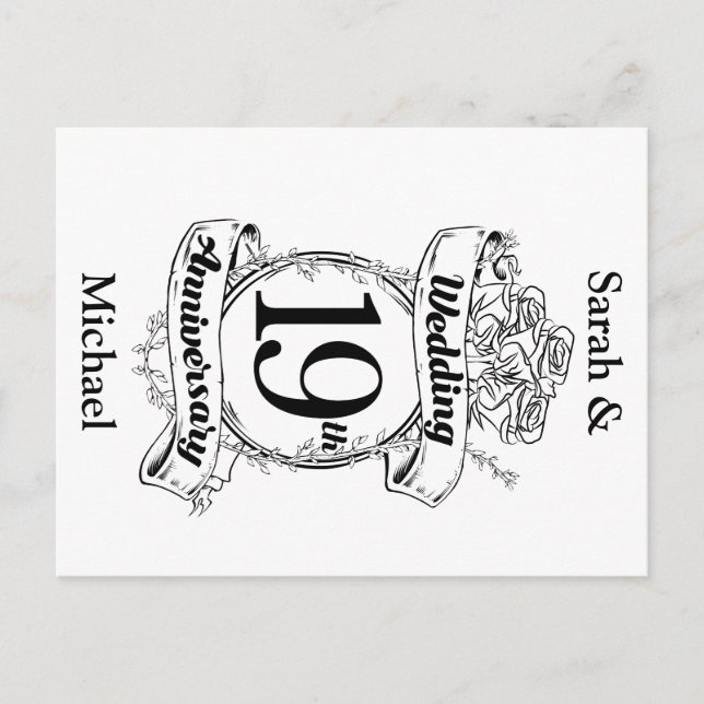 Carte Postale Fleurs du 19e anniversaire du Mariage (Devant)