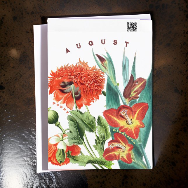 Carte Postale Fleurs du mois d'août Gladiolus & Pavot | (Créateur téléchargé)