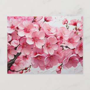 Carte Postale Fleurs élégantes de cerisier rose en fleurs