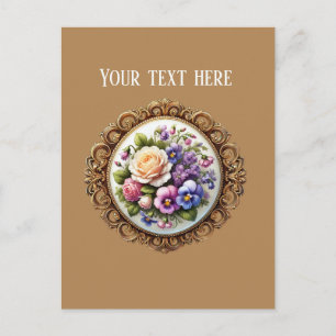 Carte Postale Fleurs élégantes encadrées personnalisables