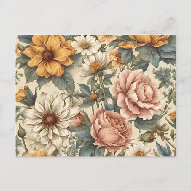 Carte Postale Fleurs élégantes vintage  (Devant)