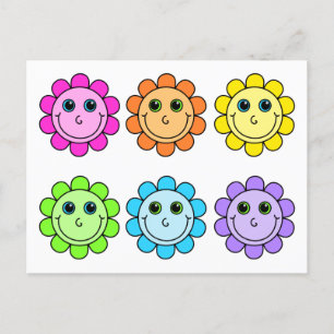Carte Postale Fleurs Emoji colorées