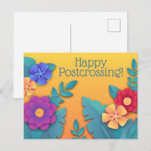 Carte Postale Fleurs en papier artisanales magnifiques