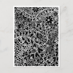 Carte Postale Fleurs et cœurs complexes