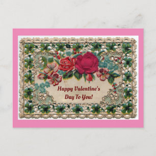 Carte Postale Fleurs Et Dentelle Valentine