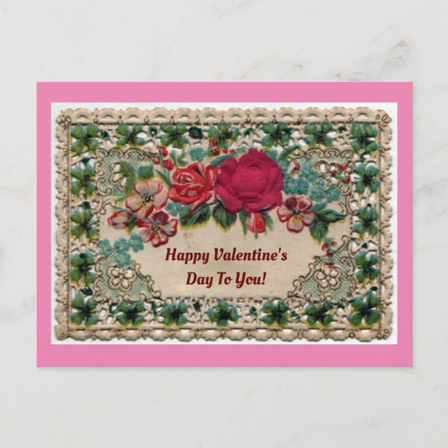 Carte Postale Fleurs Et Dentelle Valentine (Devant)