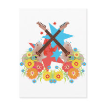 Fleurs et guitares roses