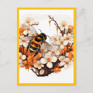 CARTE POSTALE FLEURS ET L'ABEILLE