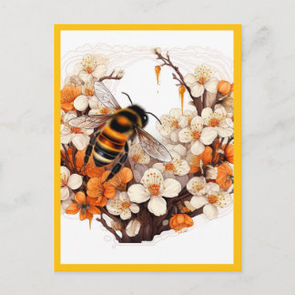 CARTE POSTALE FLEURS ET L'ABEILLE