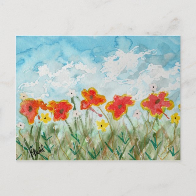 Carte Postale Fleurs et nuages lumineux de printemps (Devant)