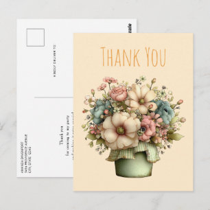 Carte Postale Fleurs Fantaisistes dans un Pot de Fleurs Mignon M