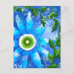 Carte Postale Fleurs florales Turquoises blanches