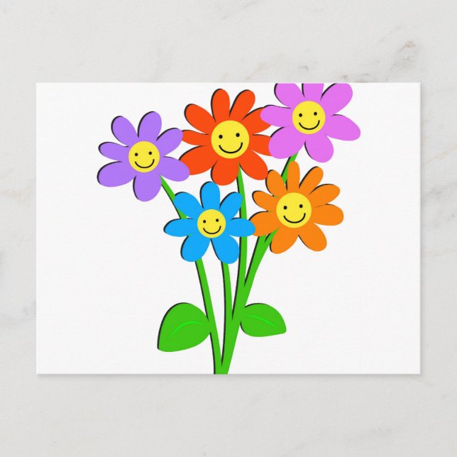 Carte Postale Fleurs Heureuses (Devant)