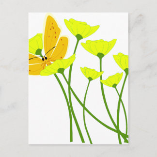 Carte Postale fleurs jardin papillon nature fleurs jaunes