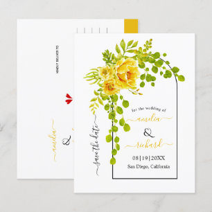 Carte Postale Fleurs jaunes et mariage de automne d'arc Enregist
