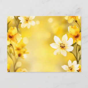 Carte Postale Fleurs Jaunes Printemps Avec Aquarelle Douce