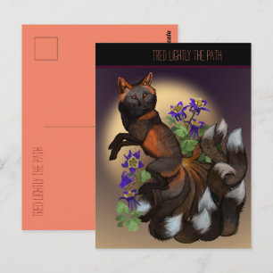 Carte Postale Fleurs Kitsune et Columbine