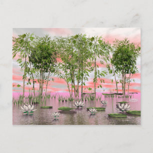 Carte Postale Fleurs Lotus et bambous - rendu 3D