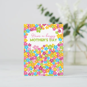 Carte Postale Fleurs marguerites colorées Joyeuse fête des mères