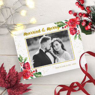 Carte Postale Fleurs Mariées Et Joyeuses D'Hiver Photo De Noël