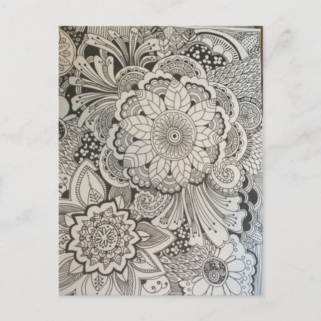 Carte Postale Fleurs noir et blanc (Devant)