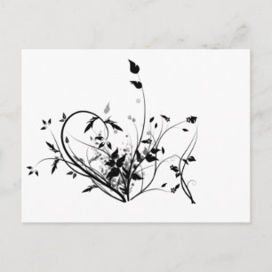 Carte Postale Fleurs Noires Et Blanches