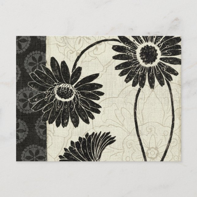 Carte Postale Fleurs noires et blanches (Devant)