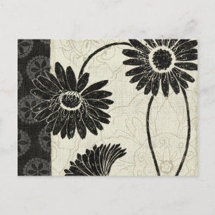 Carte Postale Fleurs noires et blanches