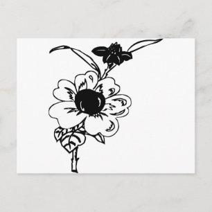 Carte Postale Fleurs noires et blanches