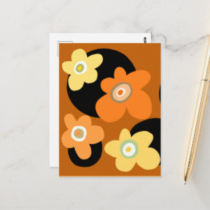 Carte Postale Fleurs orange et marron