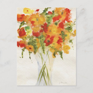 Carte Postale Fleurs orange jaune