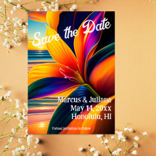 Carte Postale Fleurs paradisiaques tropicales Sauvez la date