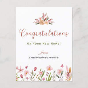 Carte Postale Fleurs Personnalisées Félicitations Agent Immobili