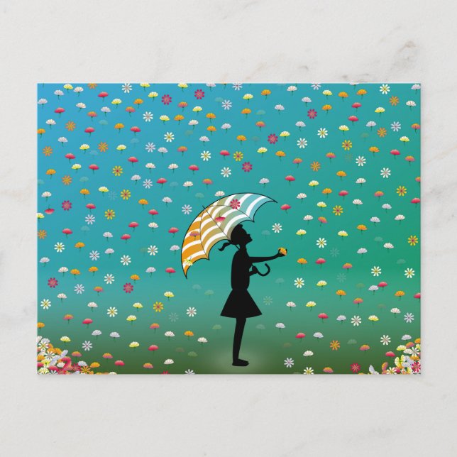 Carte Postale Fleurs pluvieuses de PawPapaya (Devant)