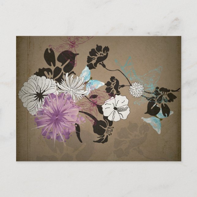 Carte postale fleurs rétro (Devant)