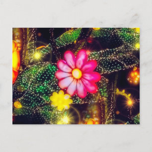 Carte Postale Fleurs rétro Lumières néon
