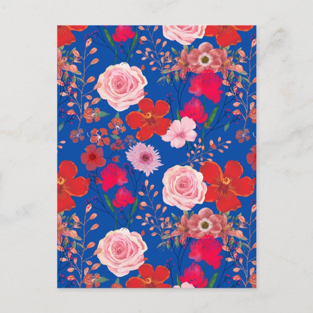 Carte postale Fleurs roses et rouges (Devant)