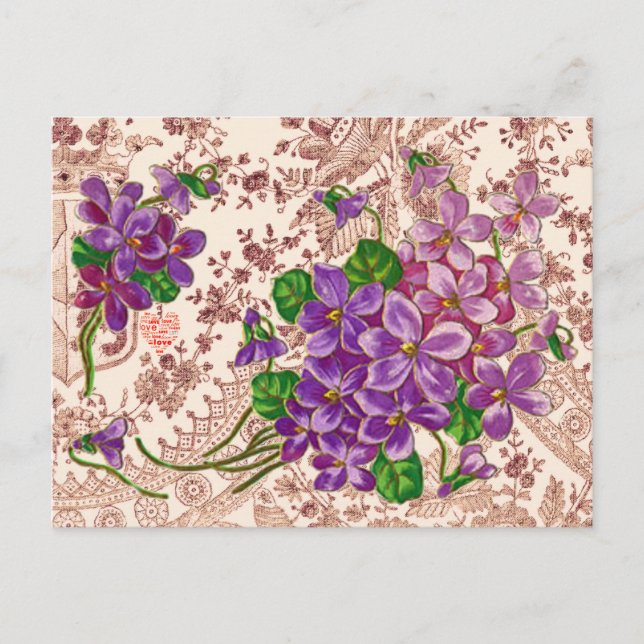 Carte Postale Fleurs Roses Et Violettes (Devant)