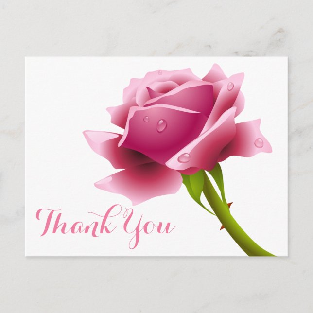 Carte Postale Fleurs Roses florales en Merci rose (Devant)