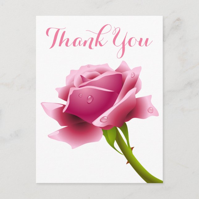 Carte Postale Fleurs Roses florales en Merci rose (Devant)