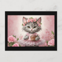 Fleurs roses Kitten en robe