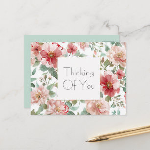 Carte Postale Fleurs roses rouges Menthe