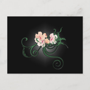Carte Postale Fleurs roses sur un arrière - plan noir