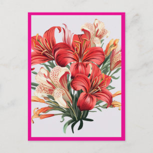 CARTE POSTALE FLEURS ROUGES #2