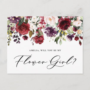 Carte Postale Fleurs rouges et violettes, tu seras ma fille aux 
