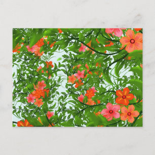 Carte Postale Fleurs rouges sur vert