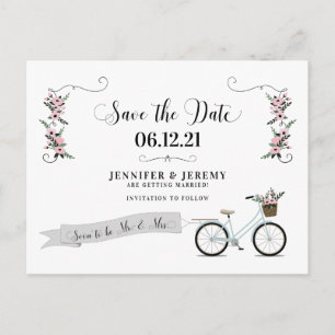 Carte Postale Fleurs rustiques et mariage à vélo Enregistrer la 