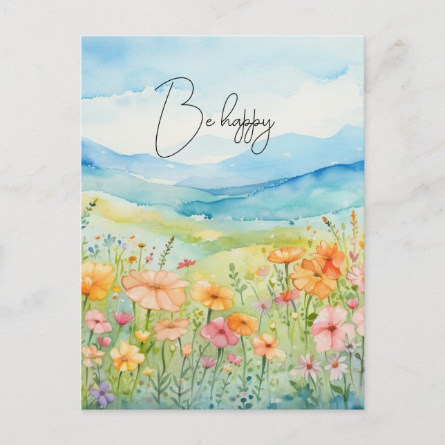 Carte Postale Fleurs sauvages aquarelle (Devant)