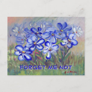Carte Postale Fleurs sauvages bleus dans un champ de peinture d'