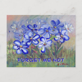 Carte Postale Fleurs sauvages bleus dans un champ de peinture d'